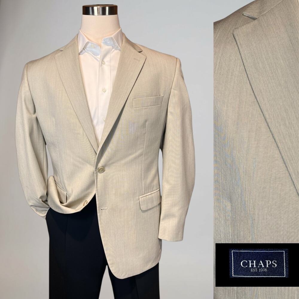 Chaps 44R Beige Light Tan Casual Blazer Sport Coat Jacket - Picture 15 of 15